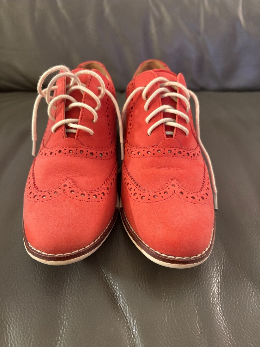 Cole Haan Red Suede Wingtip Oxfords